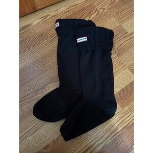 Hunter Womens Black Tall Cable Knit Cuff Welly Boot Socks Size Large